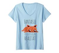 Mujer La fantasía del gato es buena contra la realidad Camiseta Cuello V