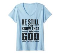 Mujer La fe Cristiana Conoce a Dios Salmo 46:10 Camiseta Cuello V