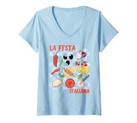 Mujer La Festa Italiana gráfica Vegetal Italiana Camiseta Cuello V