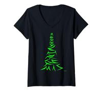 Mujer La Figura del árbol de Navidad Feliz Camiseta Cuello V