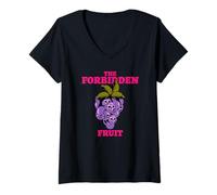 Mujer La Fruta prohibida (Declaración de la tentación) (Grapes Graphic) Camiseta Cuello V