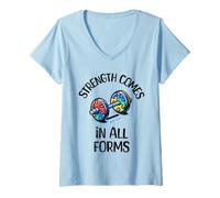 Mujer La fuerza de concienciación sobre el autismo viene en todas las formas de entrenamiento en el gimnasio Camiseta Cuello V