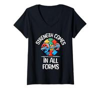 Mujer La fuerza de concienciación sobre el autismo viene en todas las formas de entrenamiento en el gimnasio Camiseta Cuello V