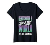 Mujer La Generación Z Mirada Mundo Estaba Llegando Camiseta Cuello V