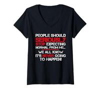 Mujer La gente debería dejar de esperar un dicho gracioso de humor Camiseta Cuello V