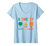 Mujer La geometría te mantiene en forma Chistes escolares divertidos para niños Camiseta Cuello V