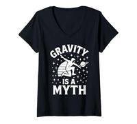 Mujer La Gravedad es un Mito Parkour Retro Cosmic Vintage Free Running Camiseta Cuello V
