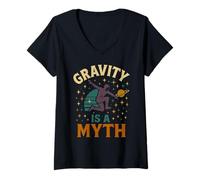 Mujer La Gravedad es un Mito Parkour Retro Cosmic Vintage Free Running Camiseta Cuello V