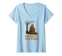 Mujer La Gravedad Sucede - Isaac Newton Science Humor Camiseta Cuello V