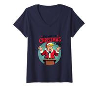 Mujer La Guerra contra la Navidad es Real - Angry Santa President Camiseta Cuello V