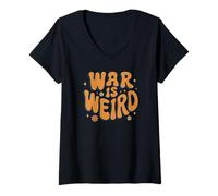 Mujer La guerra es una paz mundial pacífica extraña Camiseta Cuello V