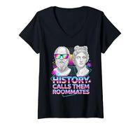 Mujer La Historia los Llama compañeros de Cuarto Estatua Antigua y Camiseta Cuello V