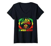 Mujer La Historia Negra es Historia Mundial Afro Melani Girl African Camiseta Cuello V