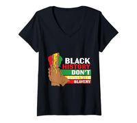 Mujer La Historia Negra no Comienza con la esclavitud Camiseta Cuello V