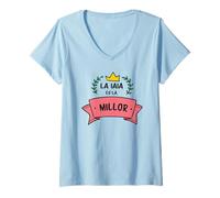 Mujer la iaia és la millor, Mare, àvia, Regal, estimar, català Camiseta Cuello V