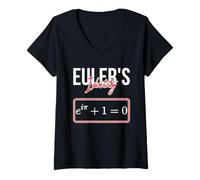 Mujer La Identidad de Euler Donde Las matemáticas y la Magia convergen ecuación Divertida Camiseta Cuello V