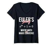 Mujer La Identidad de Euler Donde Las matemáticas y la Magia convergen Linda ecuación Camiseta Cuello V