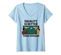 Mujer La Igualdad es Mayor Que la división Anti Racismo Matemáticas Humor EE.UU Camiseta Cuello V