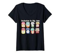 Mujer La inclusión es mi atasco Conciencia sobre el autismo Neurodiversidad Camiseta Cuello V