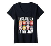 Mujer La inclusión es mi atasco SPED Maestro Educación Especial Autismo Camiseta Cuello V