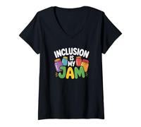 Mujer La inclusión es mi atasco SPED Maestro Educación Especial Vida Camiseta Cuello V