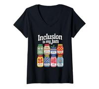 Mujer La inclusión es mi jam Empatía Inspiradora Respeto Hombres Mujeres Camiseta Cuello V