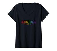 Mujer La inclusión es un diseño elemental del orgullo periódico Camiseta Cuello V