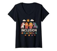 Mujer La inclusión importa Educación especial Esperanza Diversidad Maestra Camiseta Cuello V