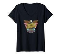 Mujer La Insignia de Lynyrd Skynyrd Eagle apoya el Arte del Estilo Rock sureño Camiseta Cuello V