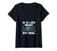Mujer La inteligencia artificial es como magia pero real Camiseta Cuello V