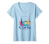 Mujer La Isla de Corfú Grecia Corfú Camiseta Cuello V