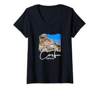 Mujer La Isla de Corfú Grecia Corfú Camiseta Cuello V