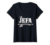 Mujer La Jefa The Boss in Spanish Funny Mexican Quote Mexican Boss Camiseta Cuello V