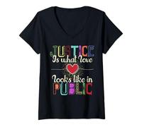 Mujer La Justicia es lo Que el Amor Parece en público Camiseta Cuello V