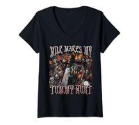 Mujer La leche hace que mi barriga duele divertido esqueleto duro Meme Bootleg Camiseta Cuello V