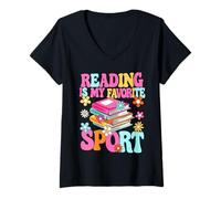 Mujer La Lectura Divertida es mi Amante Favorito de los Libros Camiseta Cuello V