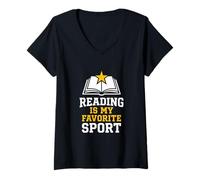 Mujer La Lectura es el Lector Favorito de Literatura bibliotecaria Deportiva Camiseta Cuello V