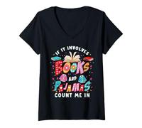 Mujer La lectura implica libros Pijama Cuenta conmigo Book Lover Camiseta Cuello V