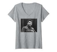 Mujer La Leyenda del Boxeo de Peso Pesado Muhammad Ali en Londres 1974 Camiseta Cuello V