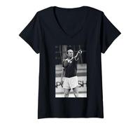 Mujer La Leyenda del fútbol Bobby Charlton Último Partido del Manchester Camiseta Cuello V