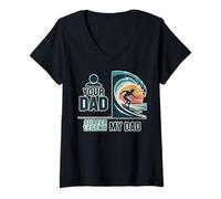 Mujer La Leyenda del Surf: Mi papá, papá Divertido, papás Que surfean Camiseta Cuello V
