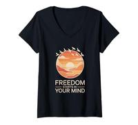 Mujer La Libertad Comienza en tu Mente Camiseta Cuello V