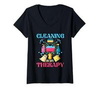 Mujer La Limpieza es mi Terapia Camiseta Cuello V