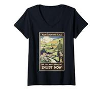 Mujer La Llamada de su país - Póster del ejército británico 1915 Camiseta Cuello V