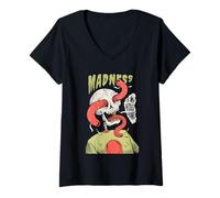 Mujer La Locura es mi Segundo Nombre con Calavera y Gusanos Camiseta Cuello V