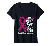 Mujer La Lucha de mi Madre es mi Lucha contra el cáncer de Mama Familia Camiseta Cuello V