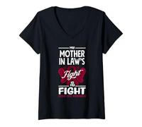 Mujer La Lucha de mi Suegra es mi Lucha contra la Conciencia de células falciformes Camiseta Cuello V