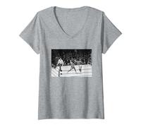 Mujer La Lucha Muhammad Ali Joe Frazier aterriza el Boxeo de Gancho Izquierdo Camiseta Cuello V