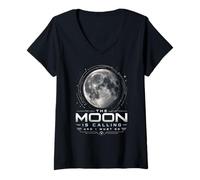 Mujer La Luna está Llamando y Debo IR Amante de la astronomía Lunar Camiseta Cuello V