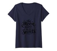 Mujer La Luna Sabe Todos mis Secretos Vibes celestiales Camiseta Cuello V